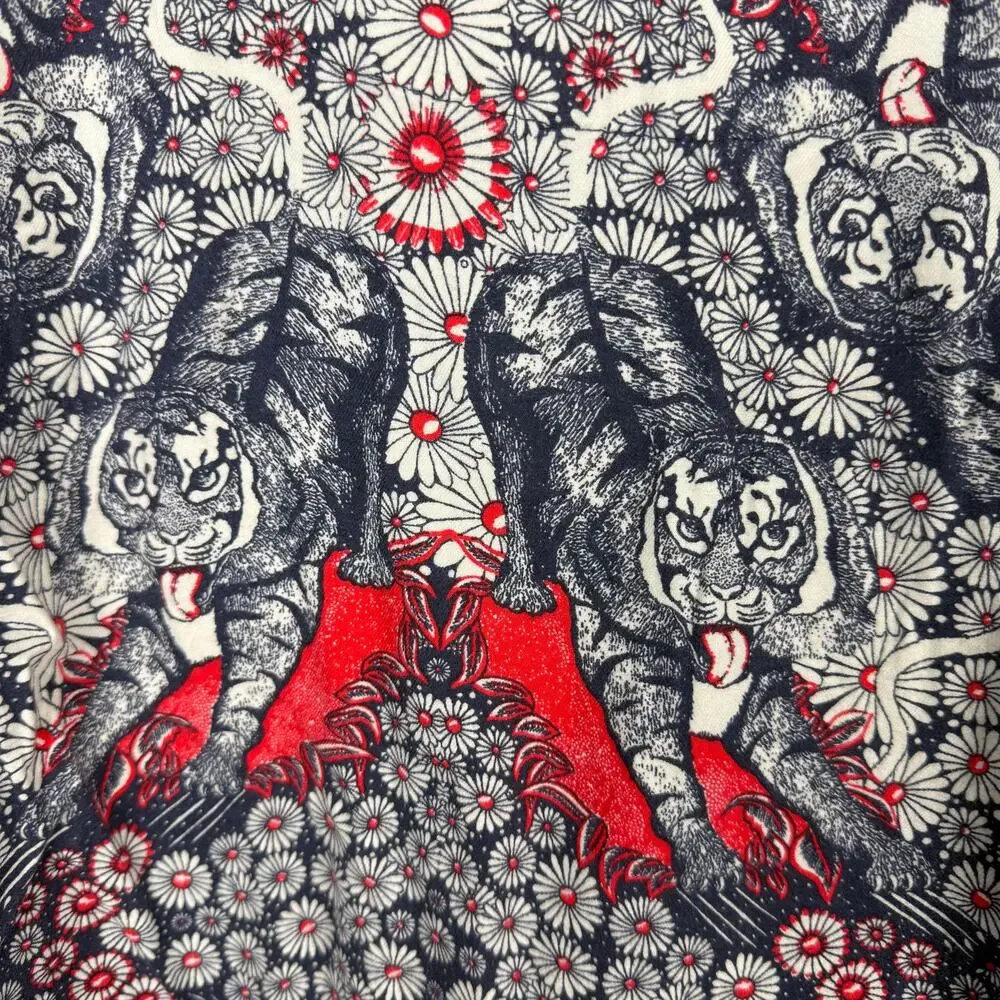 Anthropologie Florence Balducci Menagerie Pajama Top Tiger Print Flannel Sz XL
